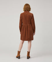 Robe en velours femme choco manches longues avec col chemise et boutons