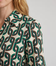 Robe longue Vera verte à motifs avec col chemise — marque Carnaby