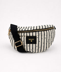 Sac banane à rayures Bisous blanc face