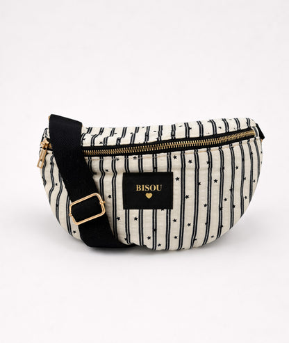 Sac banane à rayures Bisous blanc face