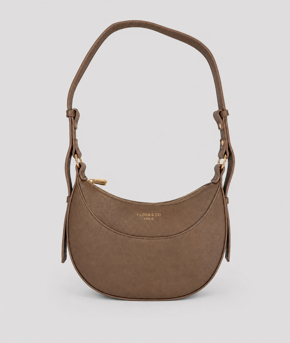 Sac demi-lune Britney taupe effet cuir face - Carnaby
