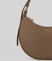 Sac demi-lune Britney taupe effet cuir détail avant - Carnaby