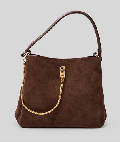 Petit sac à mains Coralie en suédine choco