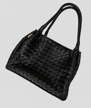 Sac à main Damier noir effet cuir tressé dos - Carnaby