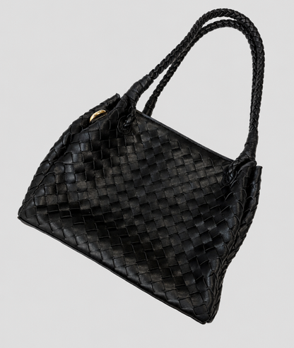 Sac à main Damier noir effet cuir tressé dos - Carnaby