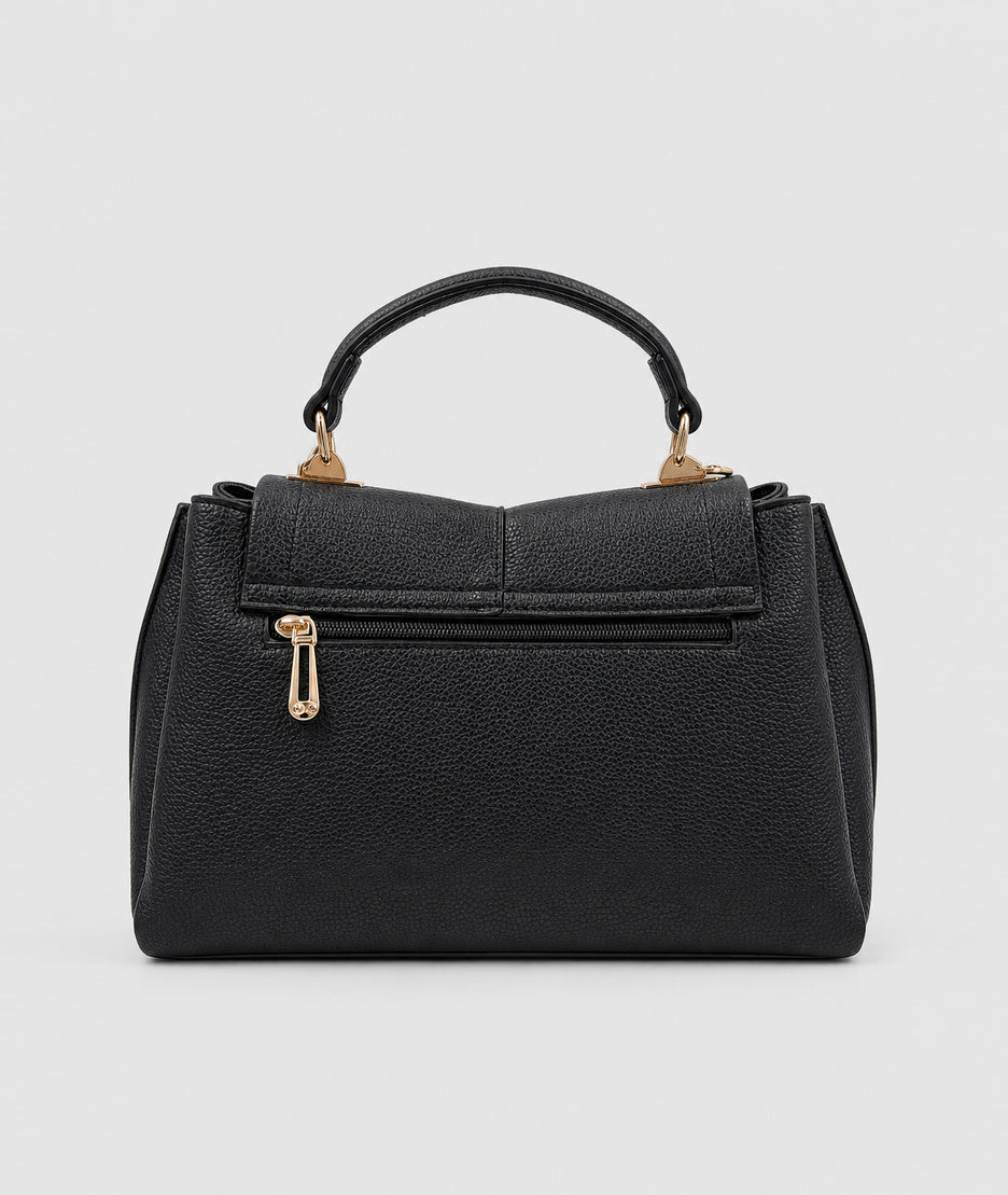 Sac Elis noir à rabat avec poignée et bandoulière — marque Carnaby