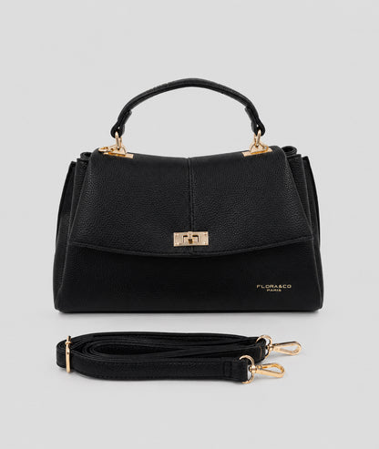 Sac Elis noir à rabat avec poignée et bandoulière — marque Carnaby