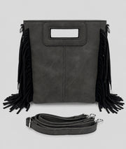 Sac Franja noir effet peau avec franges — marque Carnaby