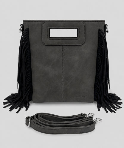 Sac Franja noir effet peau avec franges — marque Carnaby