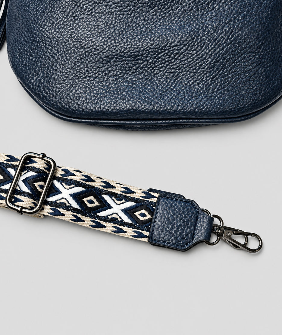 Sac banane Gallia marine avec bandoulière à motifs
