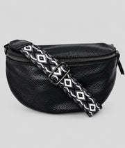 Sac banane Gallia noir avec bandoulière à motifs