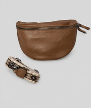 Sac banane Gallia taupe avec bandoulière à motifs