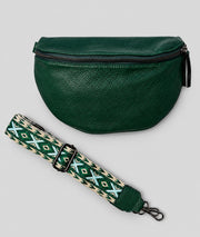 Sac banane Gallia vert avec bandoulière à motifs