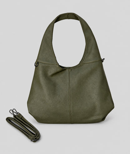 Sac hobo femme Gloria kaki en similicuir