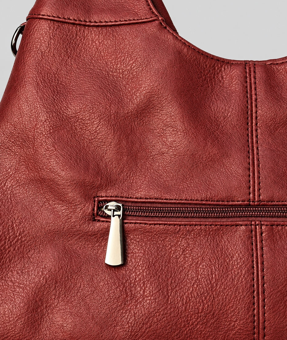 Sac hobo femme Gloria rouge en similicuir
