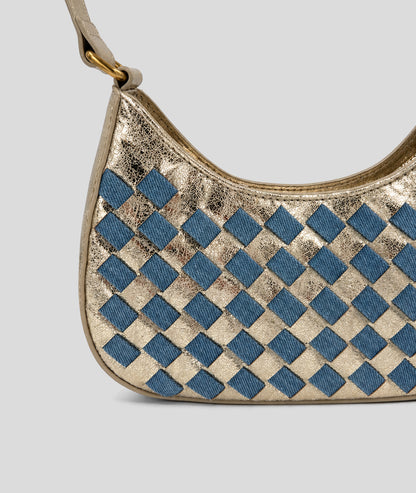 Sac Madisson doré avec empiècement jean jaune détail