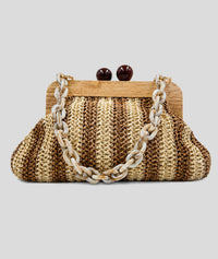 Pochette tressée Paolita à rayures - blanc
