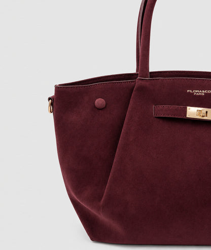 Sac cabas Suede avec bandoulière - bordeau