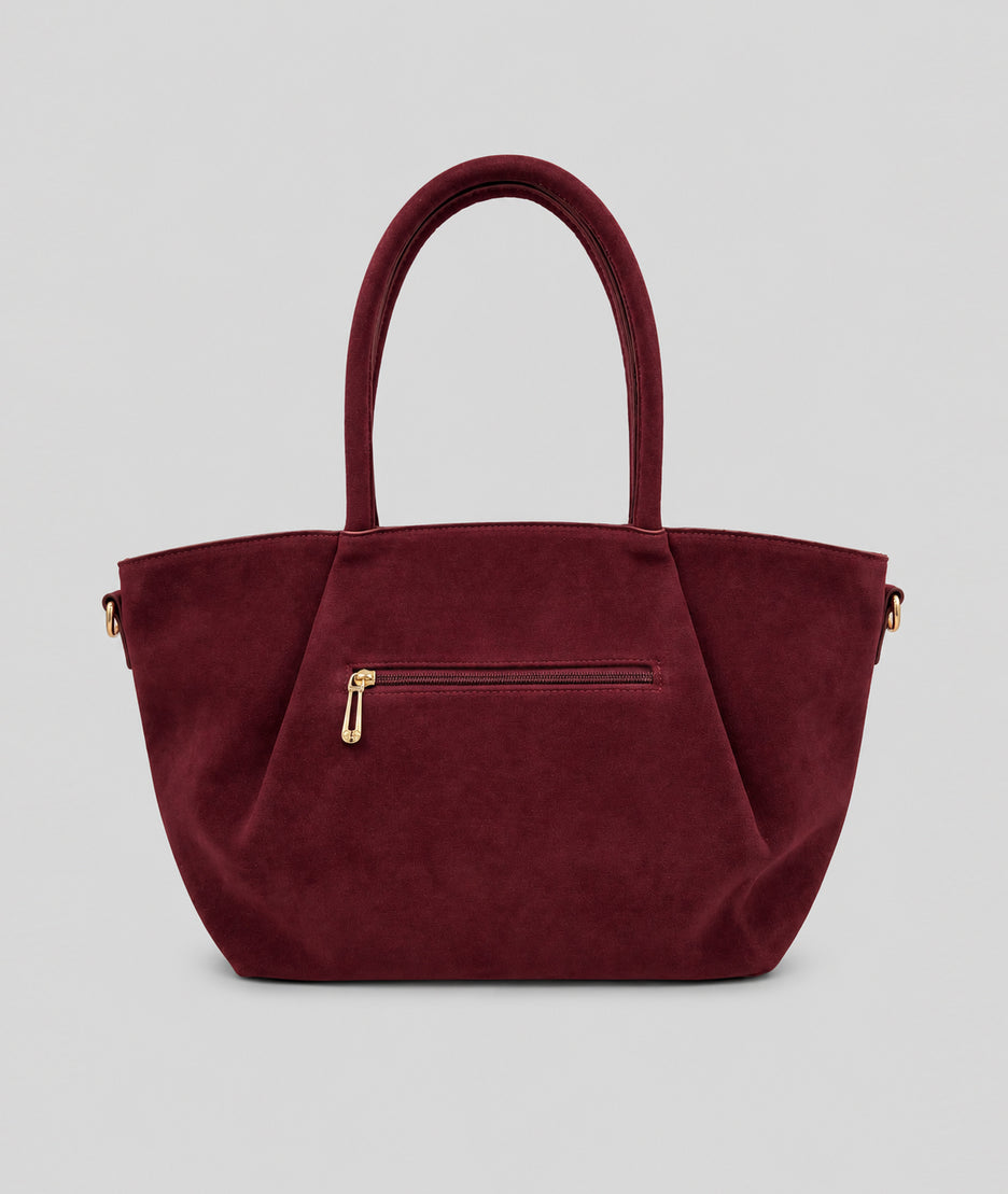Sac cabas Suede avec bandoulière - bordeau