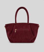 Sac cabas Suede avec bandoulière - bordeau