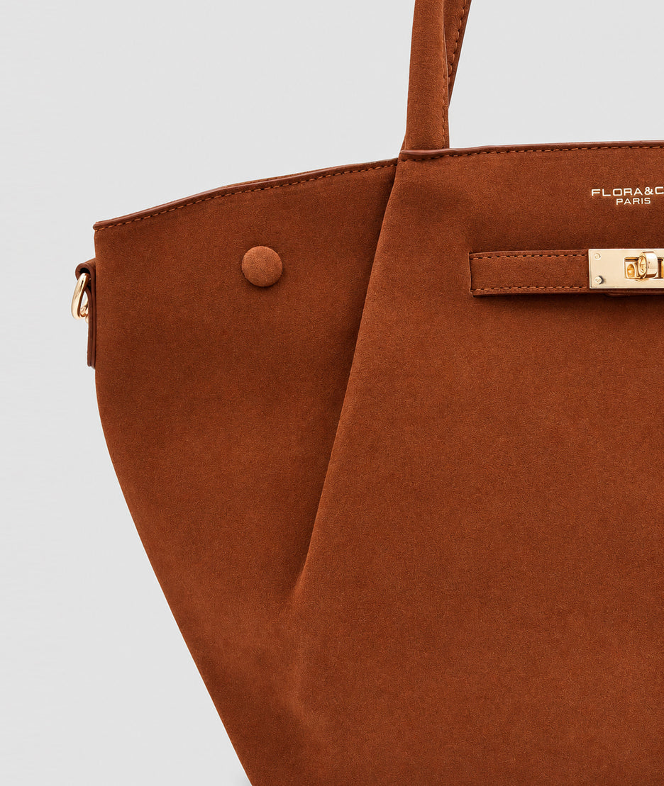 Sac cabas Suede camel en suédine avec anses — marque Carnaby