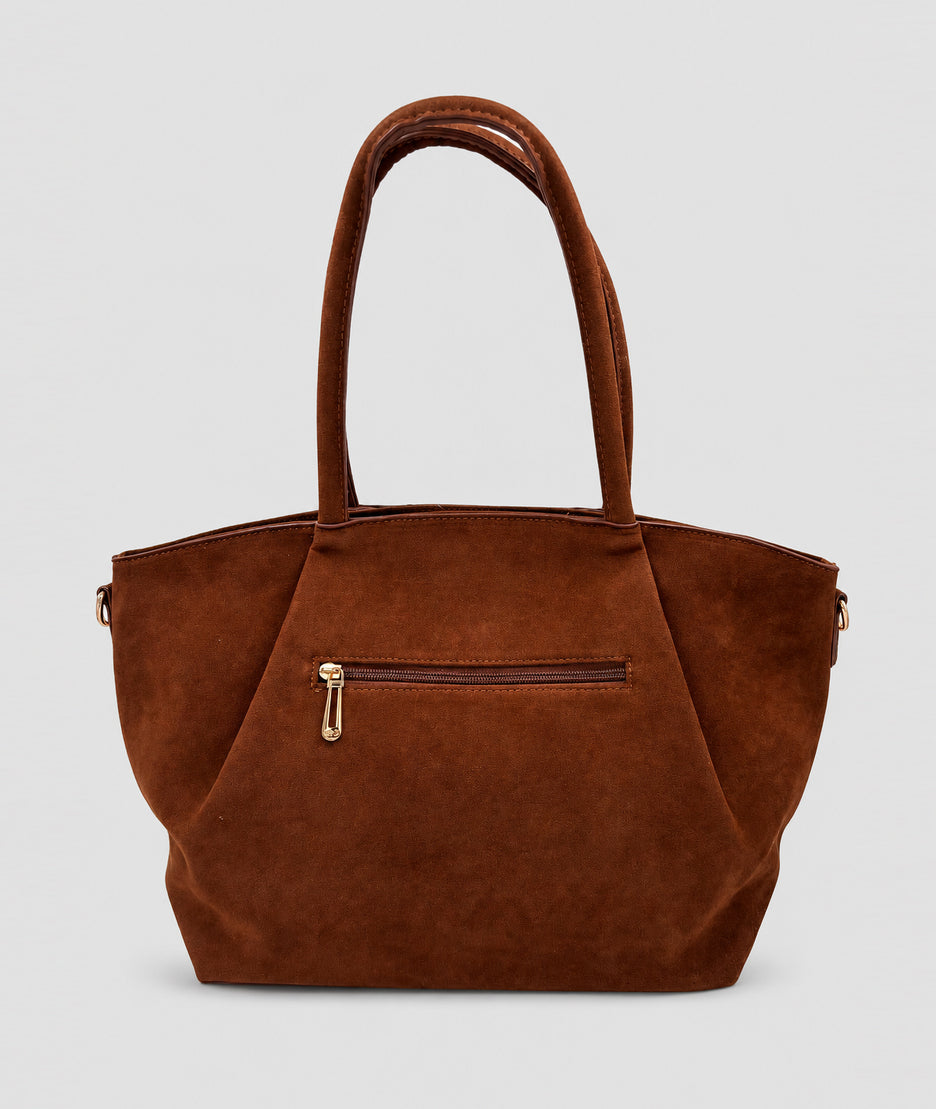 Sac cabas Suede camel en suédine avec anses — marque Carnaby