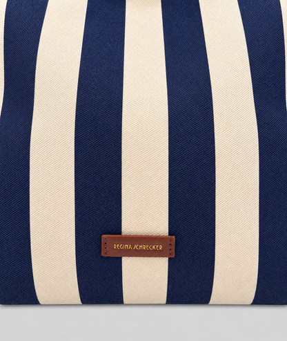 Sac cabas Winnie à rayures bleu détail
