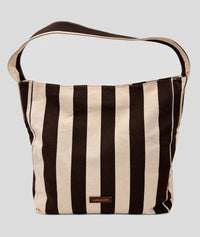 Sac cabas Winnie à rayures - marron fonce