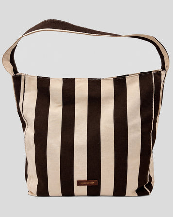 Sac cabas Winnie à rayures marron fonce face