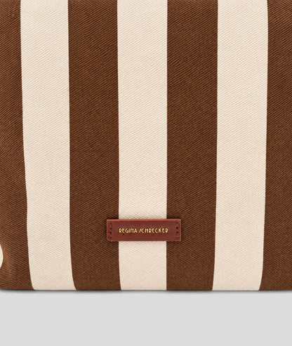 Sac cabas Winnie à rayures marron clair détail