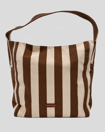 Sac cabas Winnie à rayures marron clair face