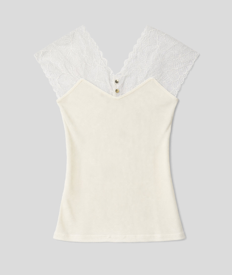 Top Body à dentelle blanc face arriere - blanc