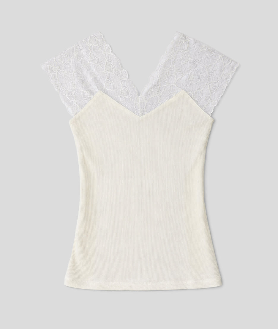 Top Body à dentelle blanc face avant - blanc
