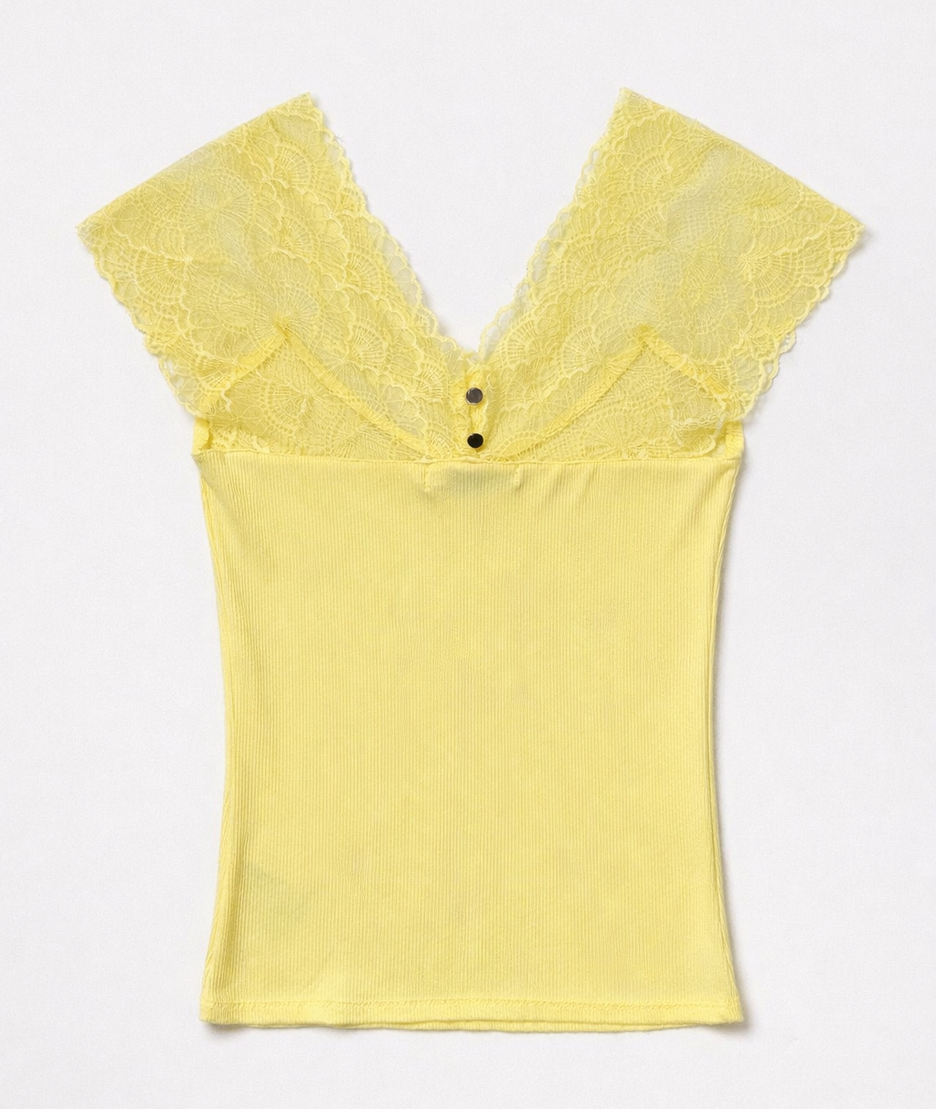 Top en dentelle Body jaune dos