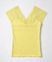 Top en dentelle Body jaune face