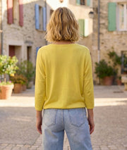 Pull Erse motif basket à strass - jaune