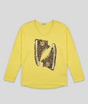Pull Erse motif basket à strass - jaune