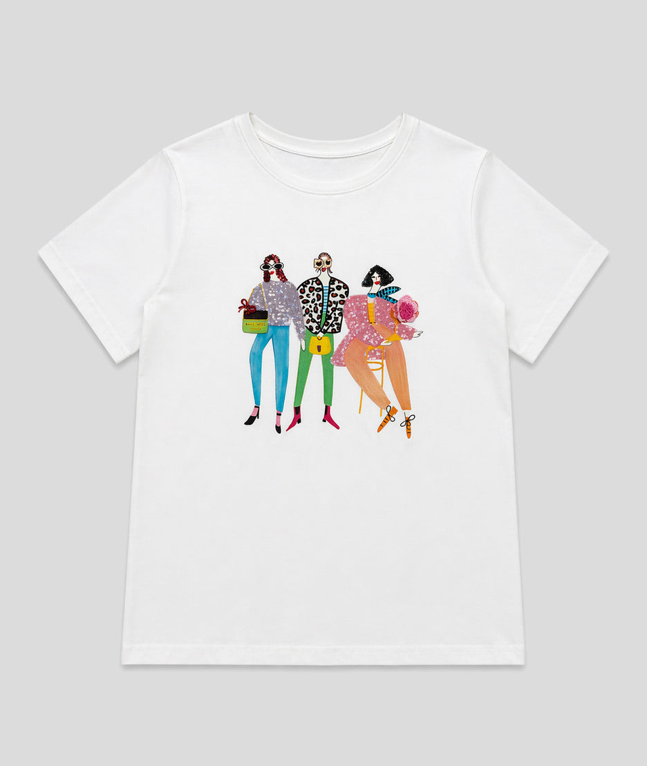 T-shirt Girls à motifs - blanc