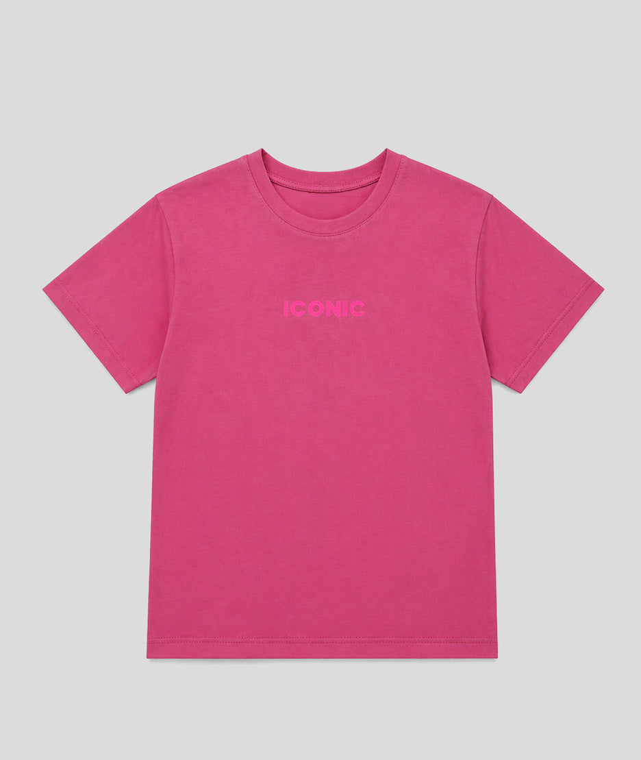 T-shirt Iconic à inscription rose face