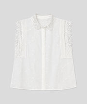 Chemise Laina sans manches broderies anglaises blanc face