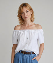 Blouse col bardeau blanc face -  Carnaby