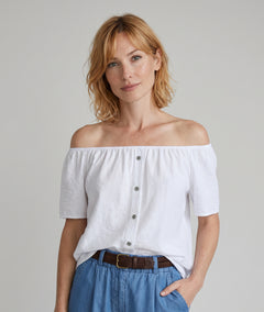 Blouse col bardeau blanc face -  Carnaby