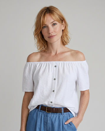 Blouse col bardeau blanc face -  Carnaby