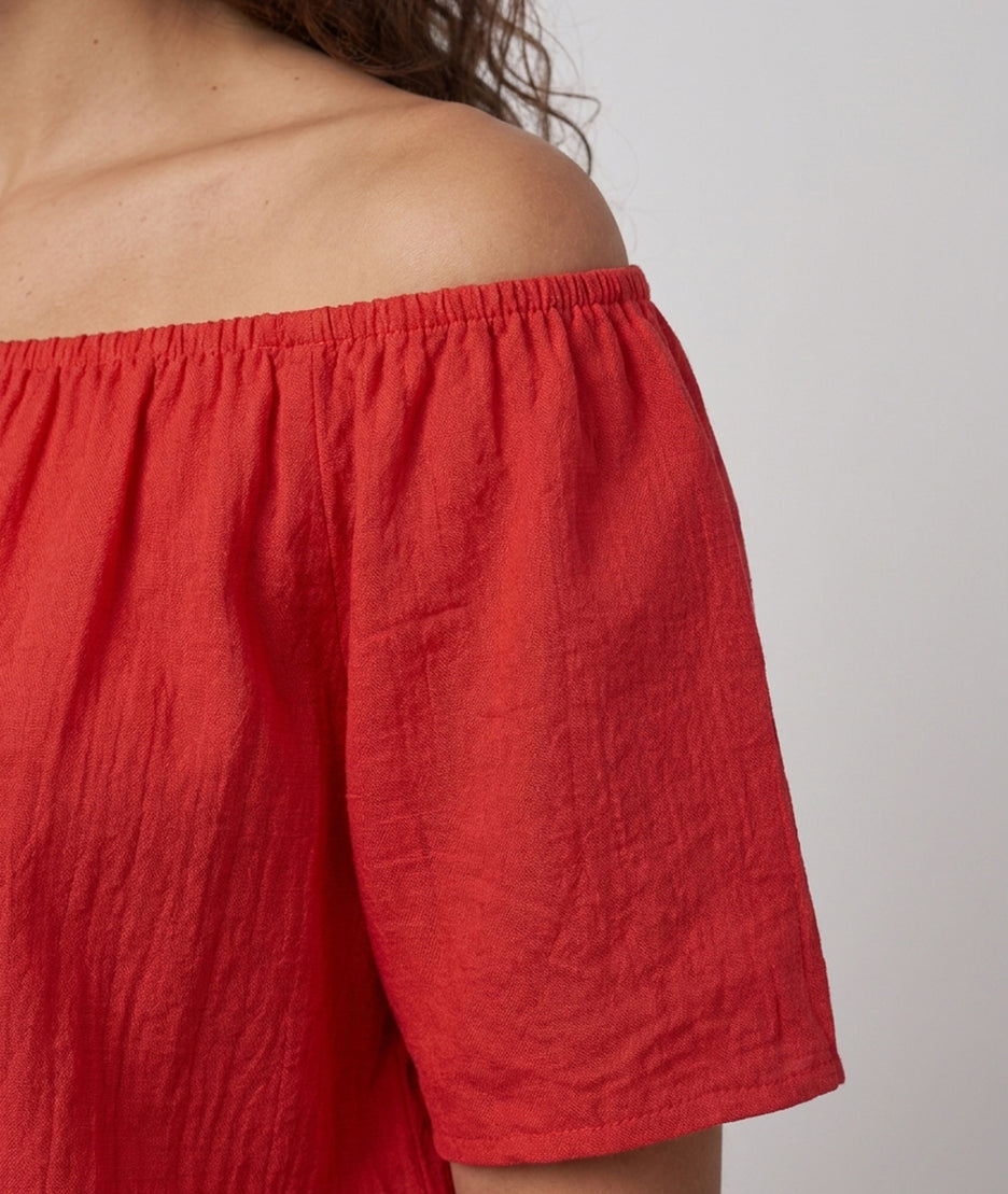 Blouse col bardeau rouge détail  Carnaby