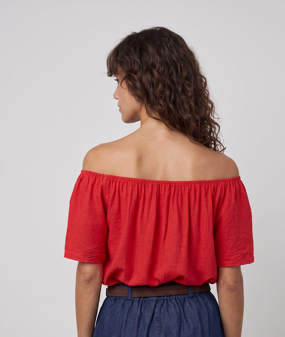 Blouse col bardeau rouge dos - Carnaby