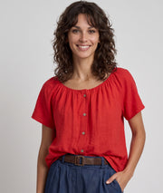 Blouse col bardeau rouge face avant 2 - Carnaby