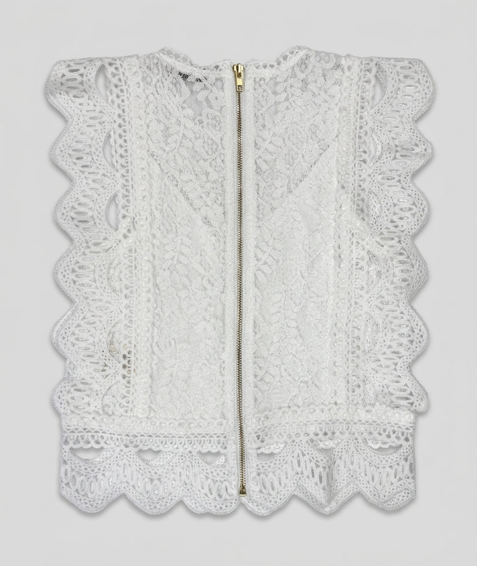 Top Macra en dentelle blanc dos