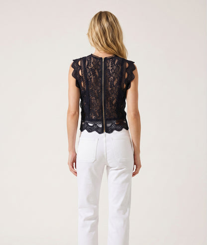 Top Macra en dentelle marine dos