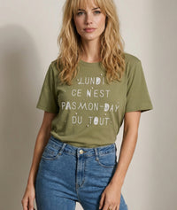 T-shirt Monday à inscription - rose
