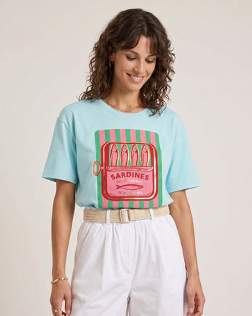 T-shirt Sardine turquoise face — marque Carnaby